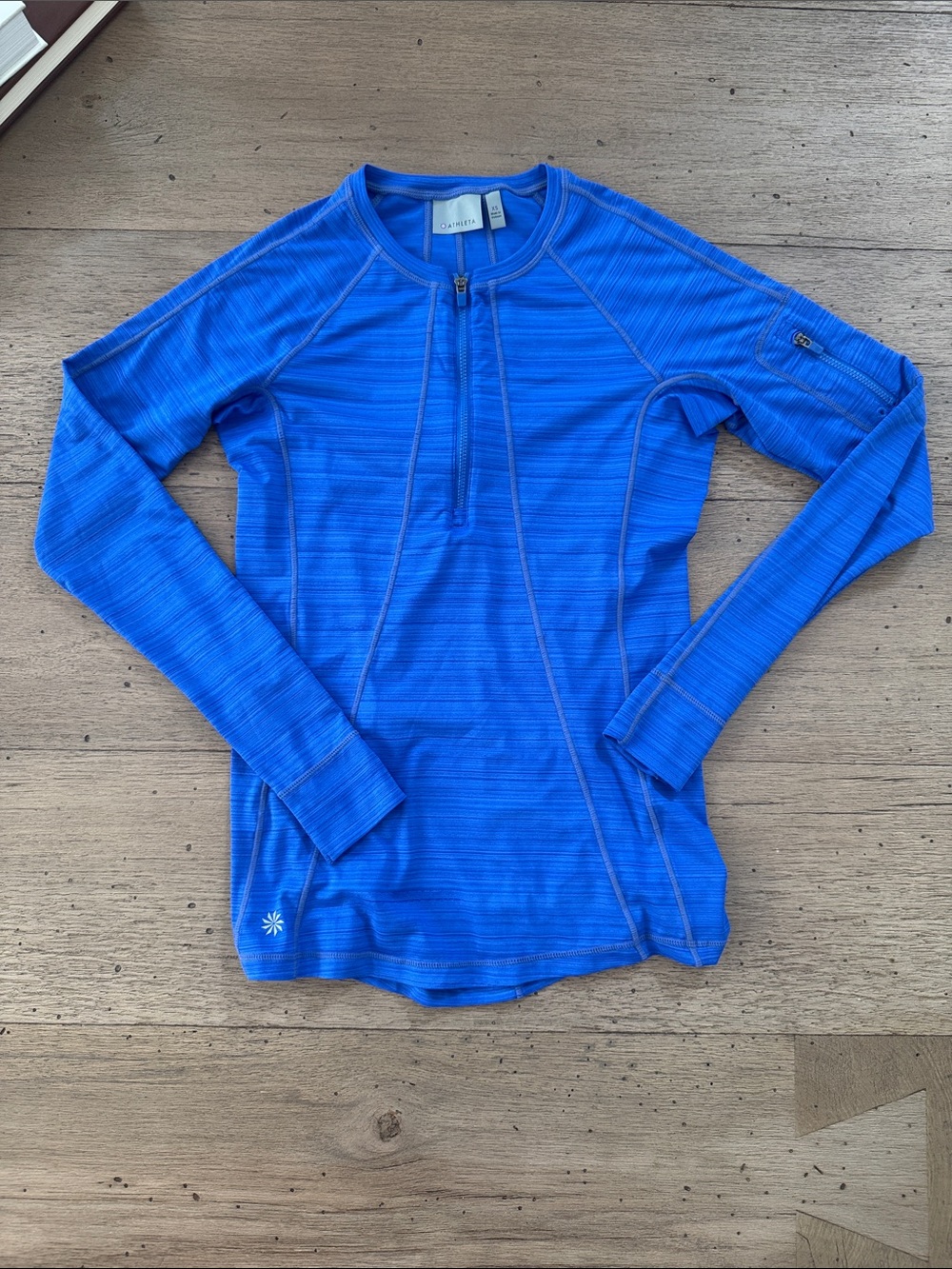 Athleta Electric Blue Long Sleeve Half-Zip Performance Top